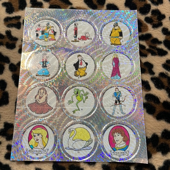 1995 POPEYE SWAN PRINCESS 👑Prism Stickers Sheet 90s Holographic Cartoon Vintage - Picture 14 of 17